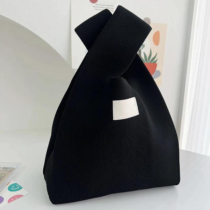 Only-Bags.Store Handmade Knitted Handbag Mini Knot Wrist Bag Casual Tote Bag Student
