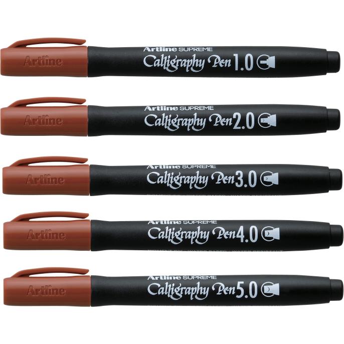 Artline, Schreibstifte, Supreme Calligraphy Pen 5/set sepia