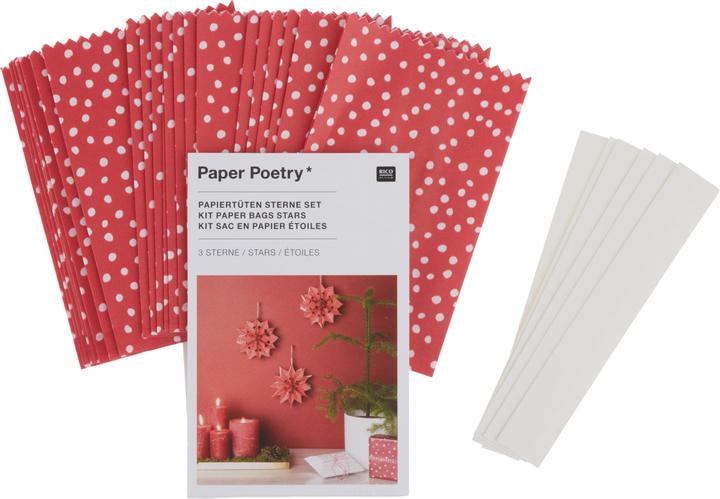 Actual product image Rico Design Paper Bags Star Set, Small, Dots Red