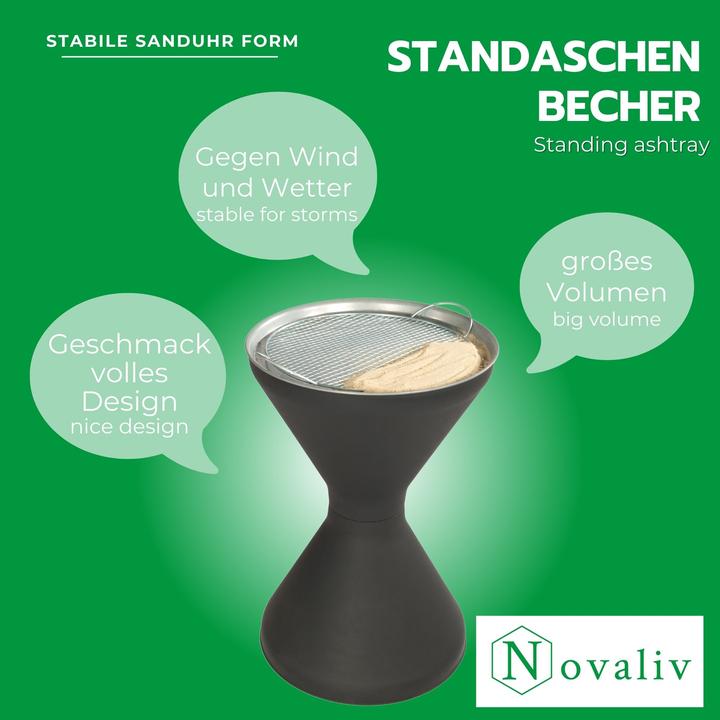 Actual product image Novaliv 3x Standaschenbecher für draussen 60cm hoch 40cm Ø inklusive 3x Beutel Sand Standaschenbecher