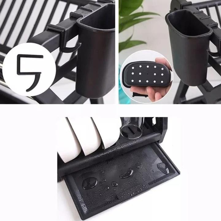 Produktbild König Design Geschirr Abtropfständer Mit Auffangschale Abtropfgestell Camping Küche 2 Etagen