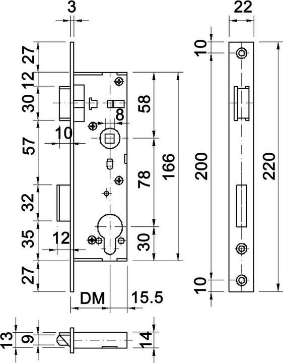 Immagine prodotto MSL PORTA 1921.6/50/22e/8, inox (Serratura a mortasa)