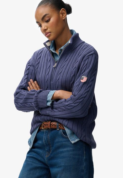 Produktbild Superdry Damen lässiger Strickpullover mit halbem Reissverschluss (L)