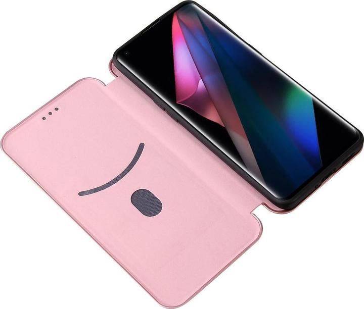 Actual product image Cover-Discount OPPO Find X3 Pro - Carbon Look Flip Case Cover pink (Oppo Find X3 Pro)