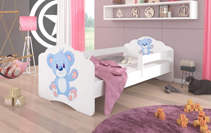 Actual product image ADRK Furniture Bed with Mattress and Railing CASIMO BLUE BEAR 140x70 (140 x 70 cm)