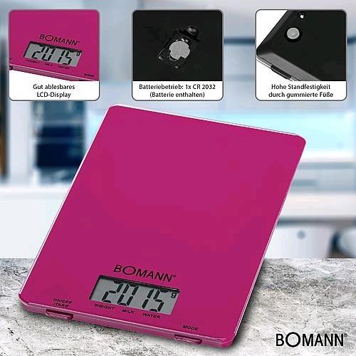 Actual product image Bomann KW 1515 CB Purple Worktop Square Electronic Kitchen Scale