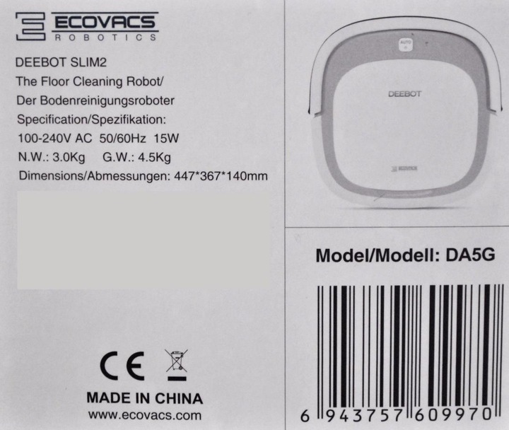 Produktbild Ecovacs Deebot SLIM 2 (Saugroboter)