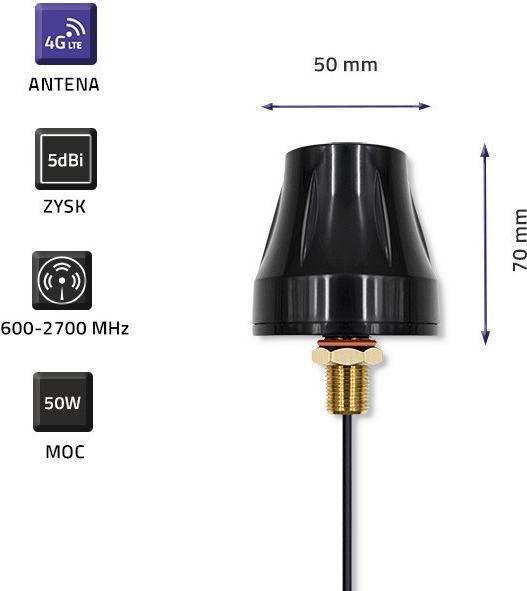Image du produit Qoltec 57037 Antenne omnidirectionnelle 4G LTE DUAL | 5 dBi | Extérieur (4G)