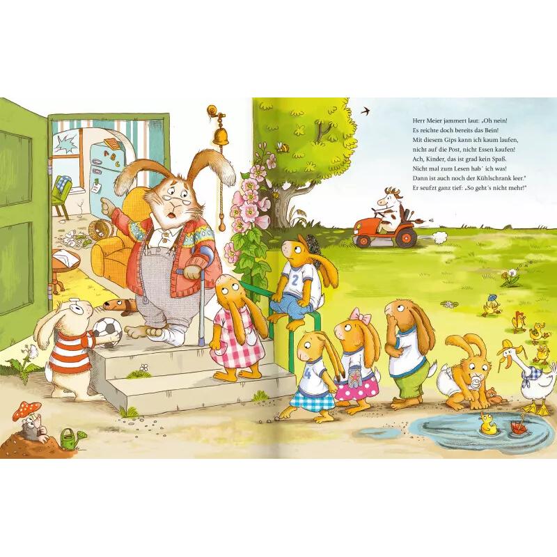 Thumbnail - Wenn sieben wilde kleine Hasen dem Nachbarn gleich zu Hilfe rasen, Kinderbücher von Sabine Praml