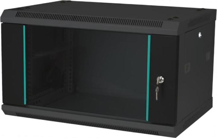 Q-Lantec 19 6U 600x450 Wall shelf glass door black (6 RU, 19 inch rack)