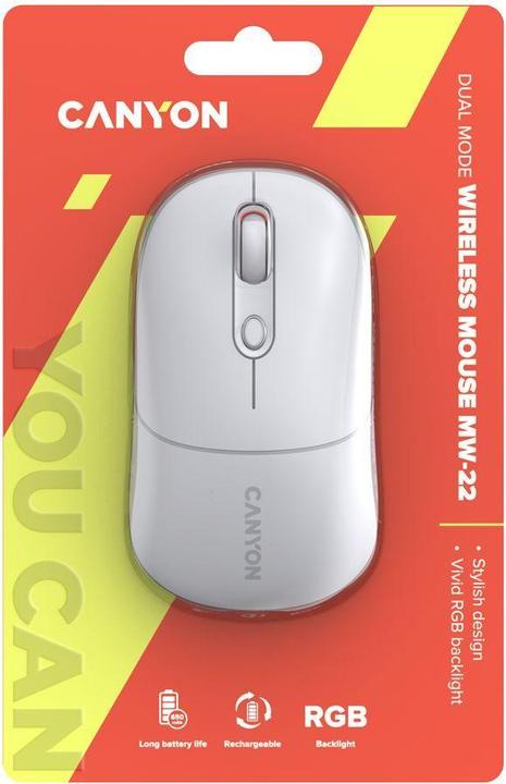 Actual product image Canyon MW-22, 2in1 wireless optical mouse Bluetooth / Wireless USB, 800/1200/1600 DPI, 4 print (Wireless)