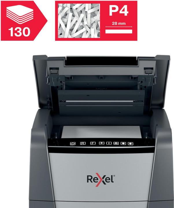 Actual product image Rexel Optimum AutoFeed+ 130X shredder particle cut 4 x 28 mm 44 l number of sheets (max.): 130 Sich (Particle cut)