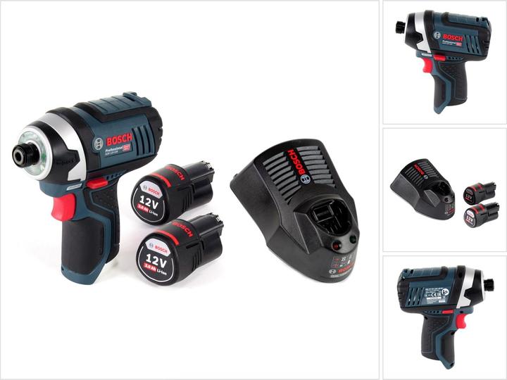 Actual product image Bosch Professional Bosch GDR 12V-105 Cordless Impact Driver + 2x Batteries GBA 12 V 3.0 Ah - Without Charger GAL 1230 (Rechargeable battery operated)