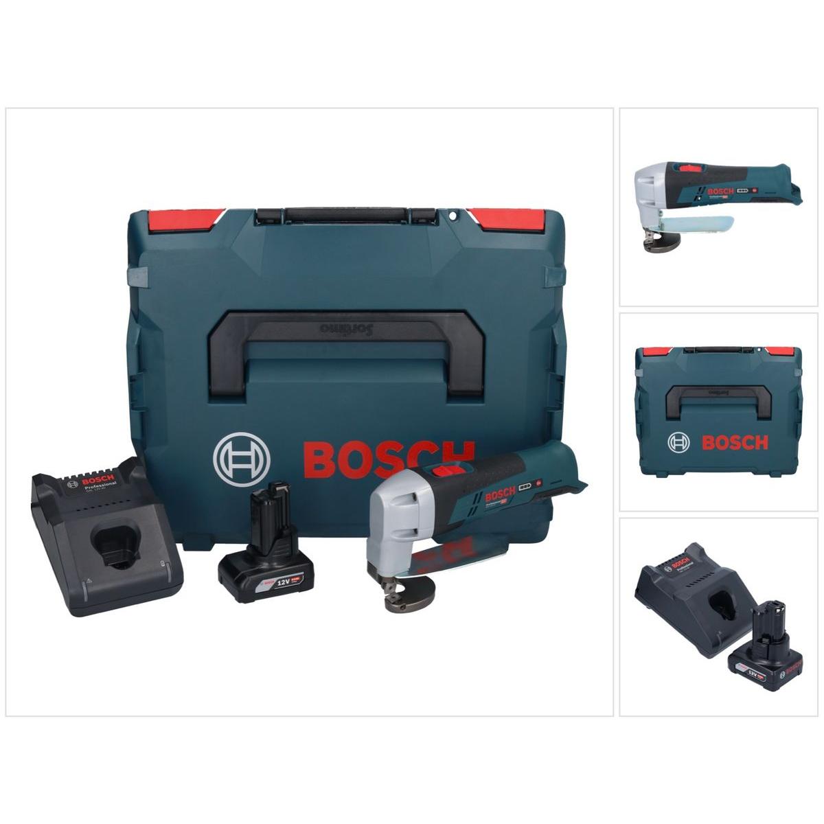 Bosch Professional, Elektroblechschere, Bosch GSC 12V-13 Akku Blechschere 12V mit Sechskantstiftschlüssel + 1x Akku 6,0 ...