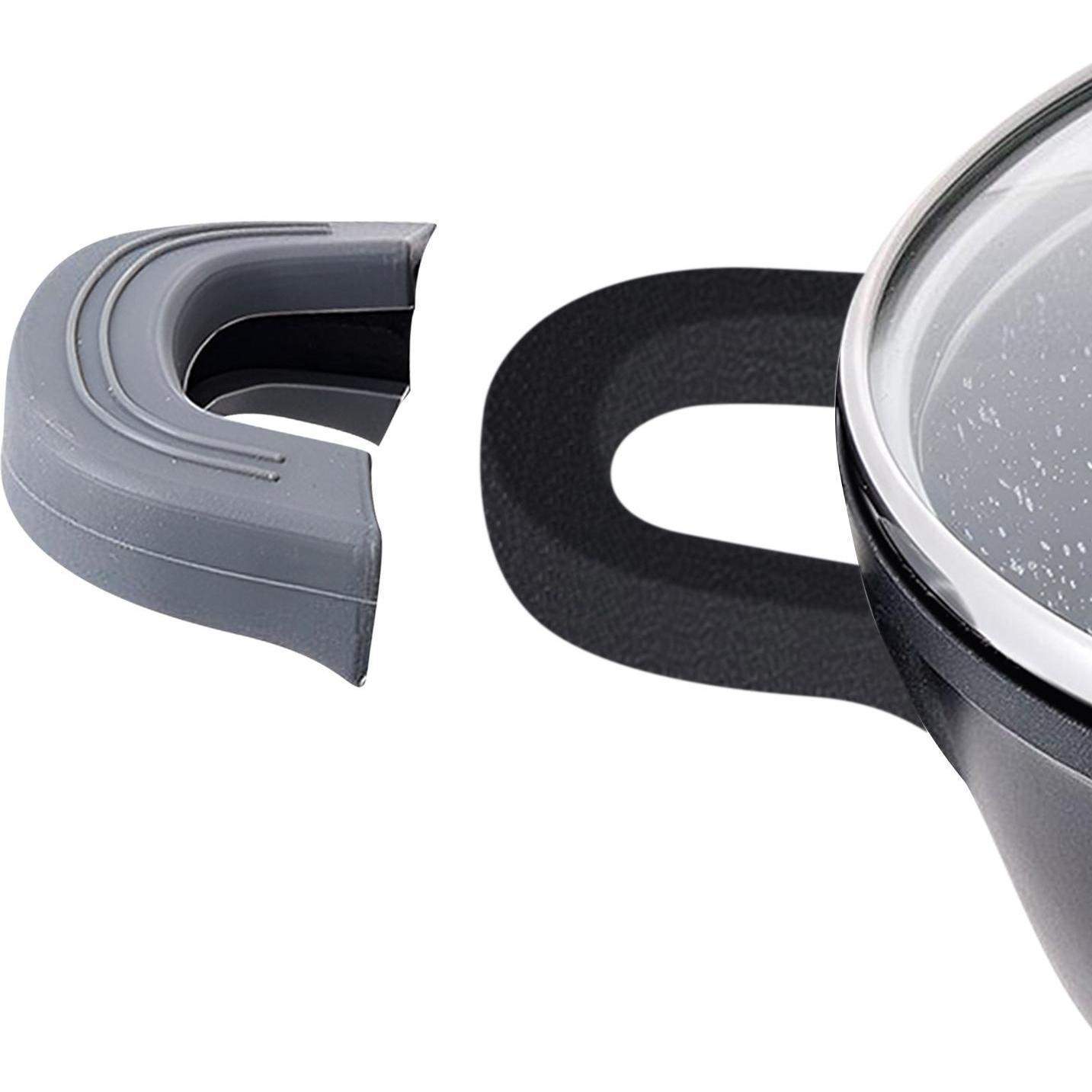 Thumbnail - Cheffinger Sauteuse 24 cm Marmorverkleidung mit Silikongriffen und Glasdeckel, Pfanne + Kochtopf, Transparent