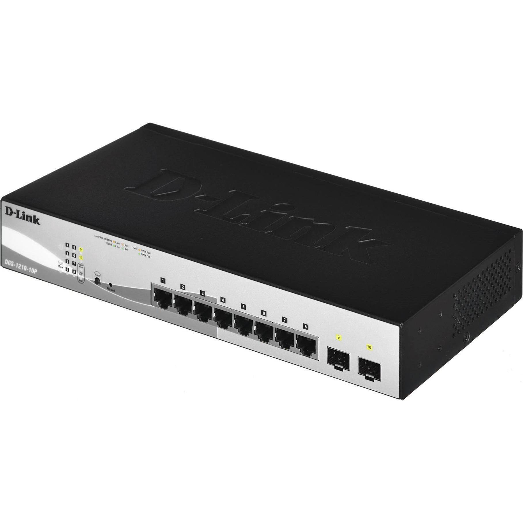 Thumbnail - D-Link Dgs-1210-10p (8 Ports), Netzwerk Switch, Schwarz