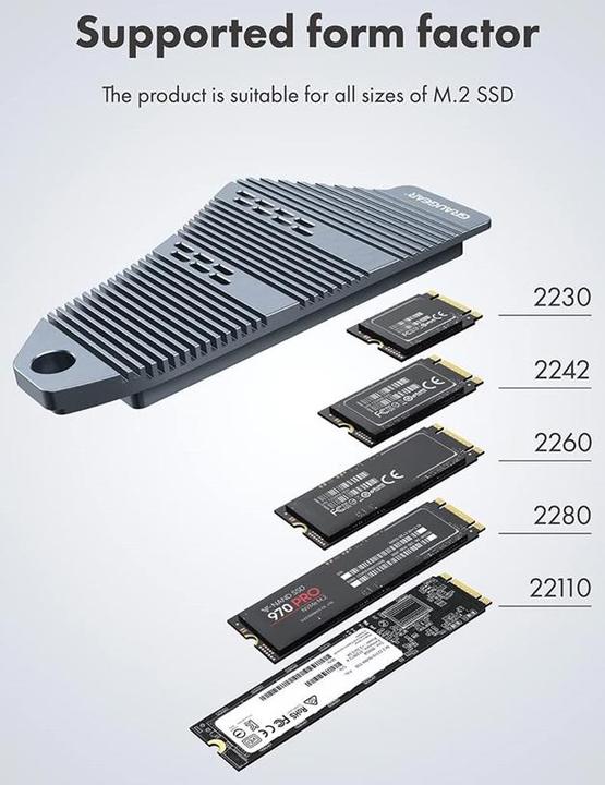 Actual product image Graugear Heat sink SSD M.2NVMe 2230,2242,2260,2280 for PS5