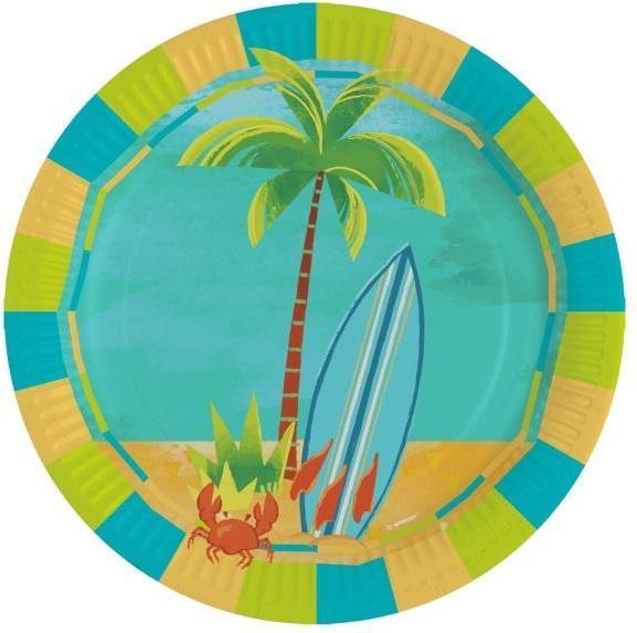 Amscan Piatti di carta ovali da surf 23cm 8 pezzi (8x)