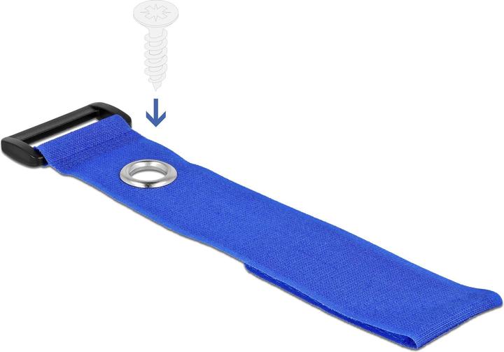 Actual product image Delock Velcro cable tie with loop and fixing eye L 280 x W 38 mm blue 3 pieces (Velcro cable ties, 280 mm, 3 pcs.)