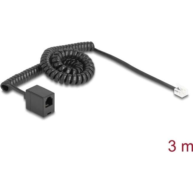 Thumbnail - Delock Telefonkabel / Spiralkabel RJ11 Stecker zu RJ11 Buchs, Telefon Zubehör