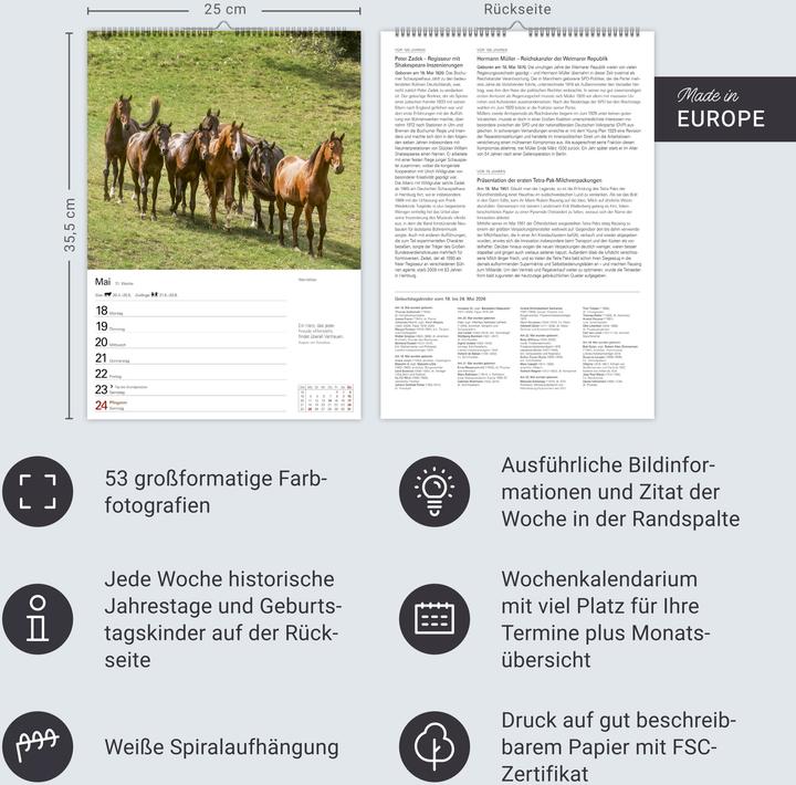 Produktbild Harenberg Pferde Wochenplaner 2026 - 53 faszinierende Fotografien