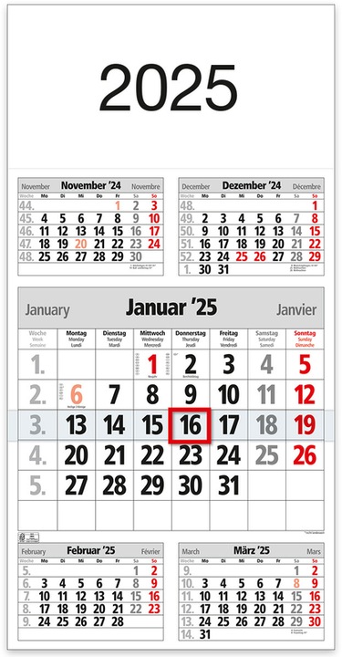 Nutritional values and ingredients Bühner 5-month calendar ms. M5TF 30x59cm, 2021 (Special, Soft cover, German)