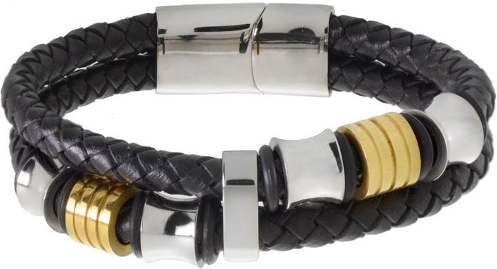 Produktbild Bijouteria Lederarmband (20 cm, Edelstahl, Leder, PVC, Gold Beschichtung)