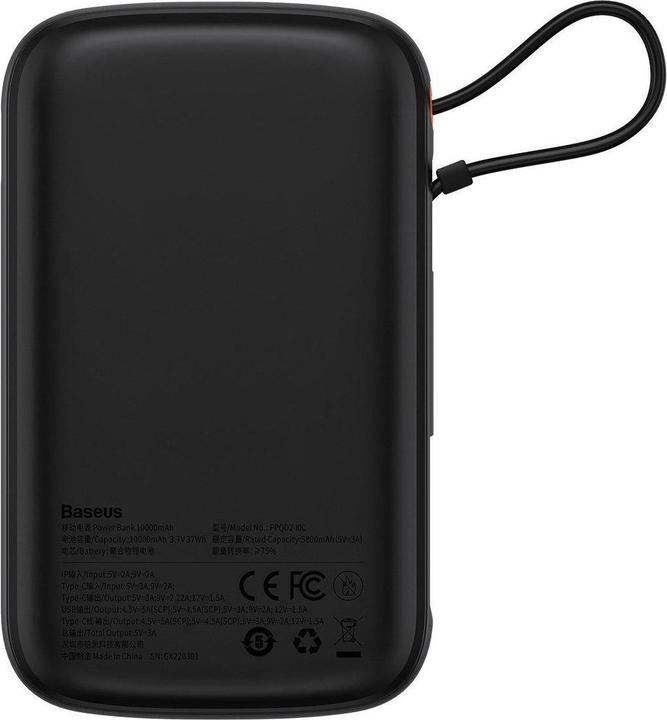 Image du produit Baseus Banque d'alimentation Qpow PRO avec câble, 10000mAh, 22.5W (Noir) (10000 mAh, 22.50 W, 37 Wh)
