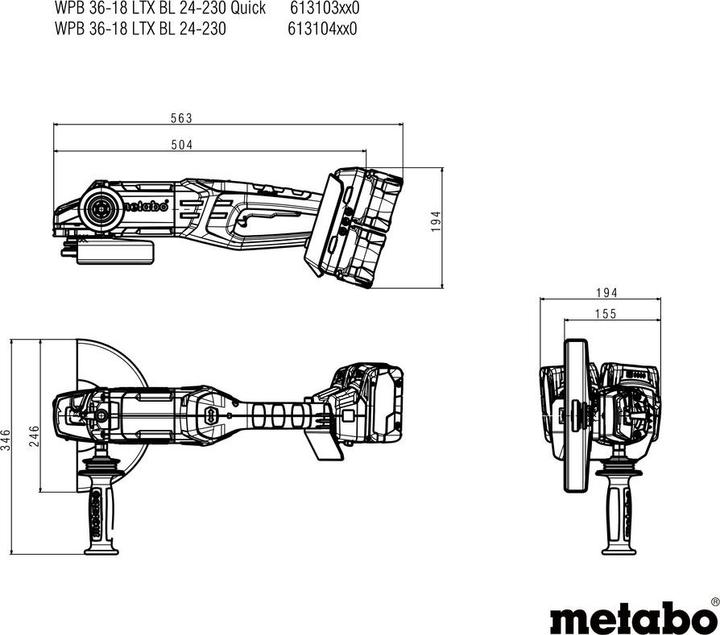 Produktbild Metabo WPB 36-18 LTX BL 24-230 Quick (230 mm)