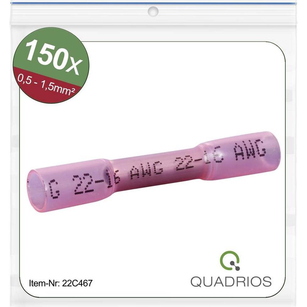 Quadrios 22C467 Stossverbinder mit Schrumpfschlauch 0.5 mm² 1.5 mm² Vollisoliert Rot 1 Set, Elektronikkabel + Stecker, R...