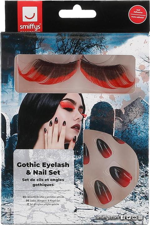 Actual product image Smiffys Make-Up FX Gothic Eyelash & Nails Set (Artificial eyelashes)