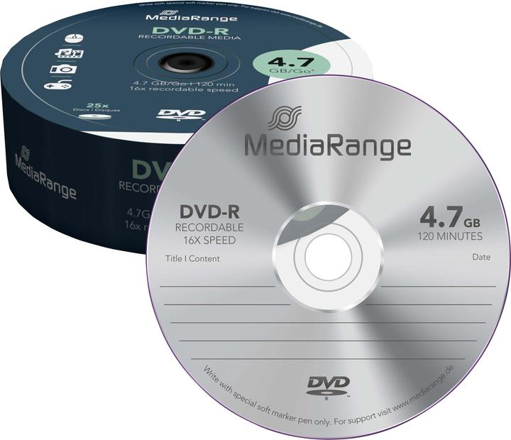 Actual product image MediaRange MR403, DVD-R, 16x, Cake25 (25x)