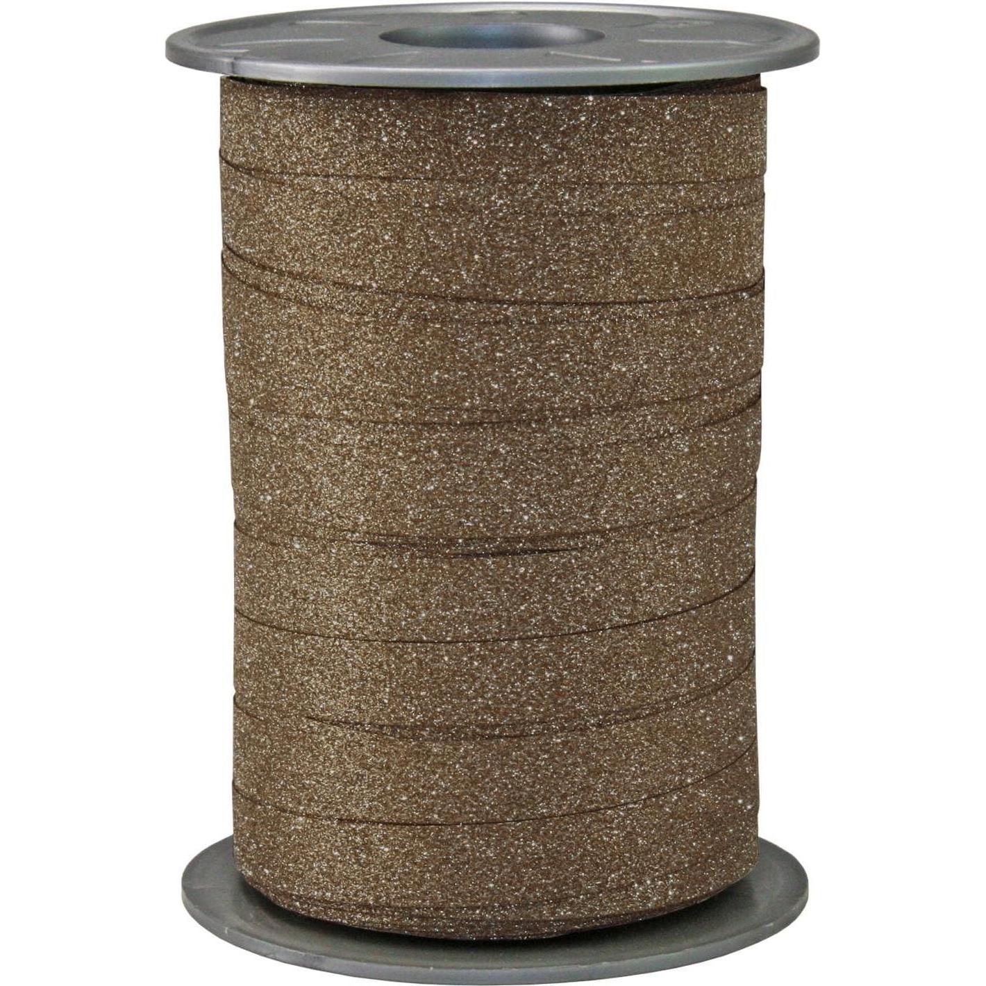 Pattberg, Geschenkverpackung, Geschenkband Poly Glitter 1 cm x 100 m, Braun (Geschenkband, 1 x)