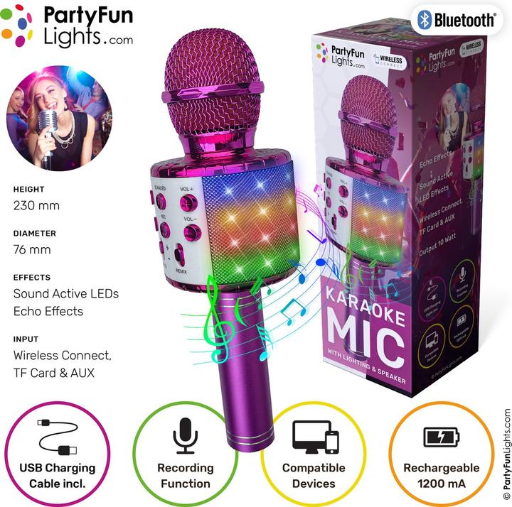 Produktbild PartyFun Lights Party Fun Lights - Karaoke microphone with speaker - Pink (605601)