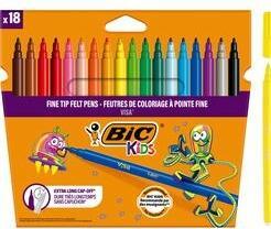 Actual product image Bic KIDS fibre-tip pens Visa, 18-count cardboard box (Assorted colours, 18 x)