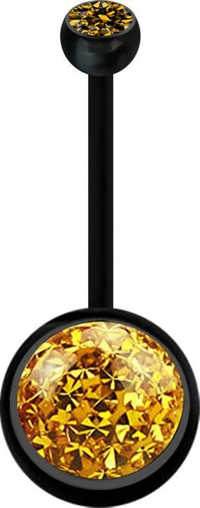 Produktbild Star Piercing Banane schwarz mit Kugel Kristall topaz und Kugel Kristall topaz Epoxy Schutzschicht (ohne Messing, Kunststoff)