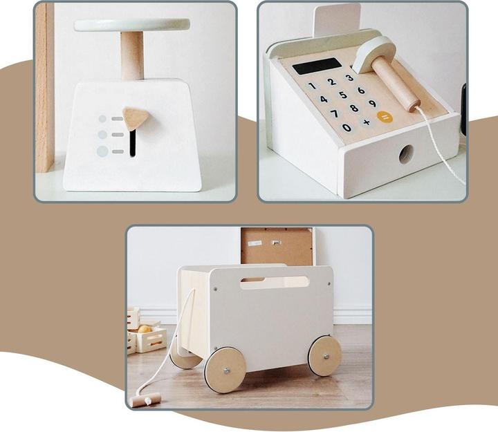 Immagine prodotto Hermex Holz-Kaufladen mit Zubehör Kinder-Verkaufsstand Früchte- und Obststand