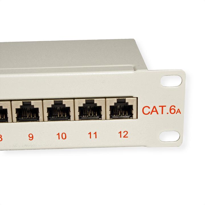 Actual product image Roline 10" patch panel 12 ports, Cat.6A (Class EA), shielded