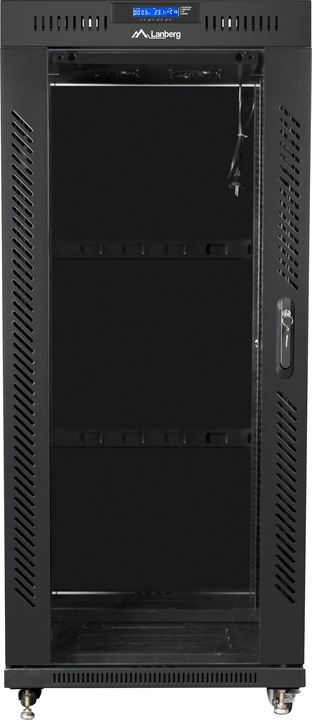Actual product image Lanberg free standing rack 19inch cabinet 27U glass door LCD flat pack black Freestanding rack (27 RU, 19 inch rack)