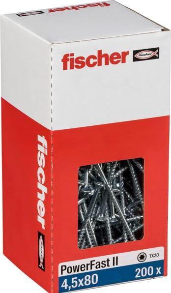 Produktbild Fischer PowerFast II 4,5x80 SK TX TG blvz 200 (200 Schrauben pro Stück)