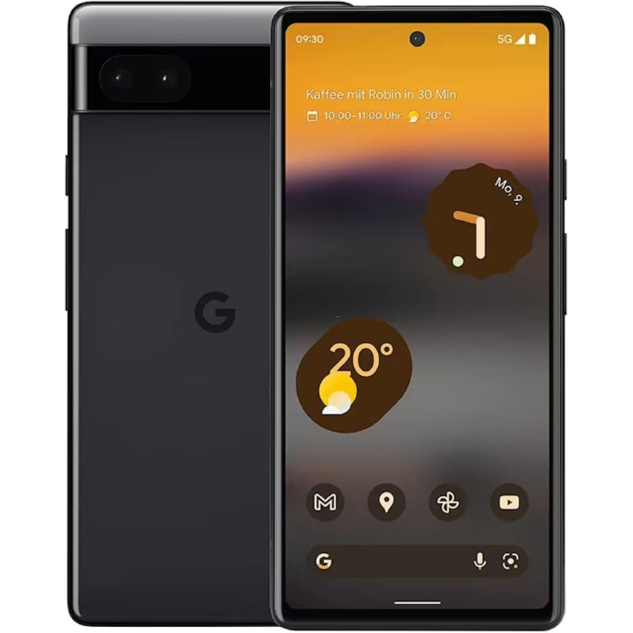 Google Pixel 6a (128 GB, Charcoal, 6.10", SIM + eSIM, 5G), Smartphone, Schwarz