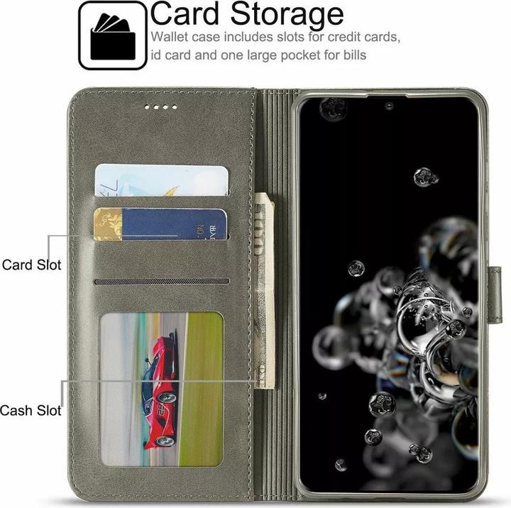 Actual product image LC.Imeeke Huawei P30 Lite - Wallet Etui mit 3 Kartenfächern & Magnetverschluss, Grau (Huawei P30 Lite)