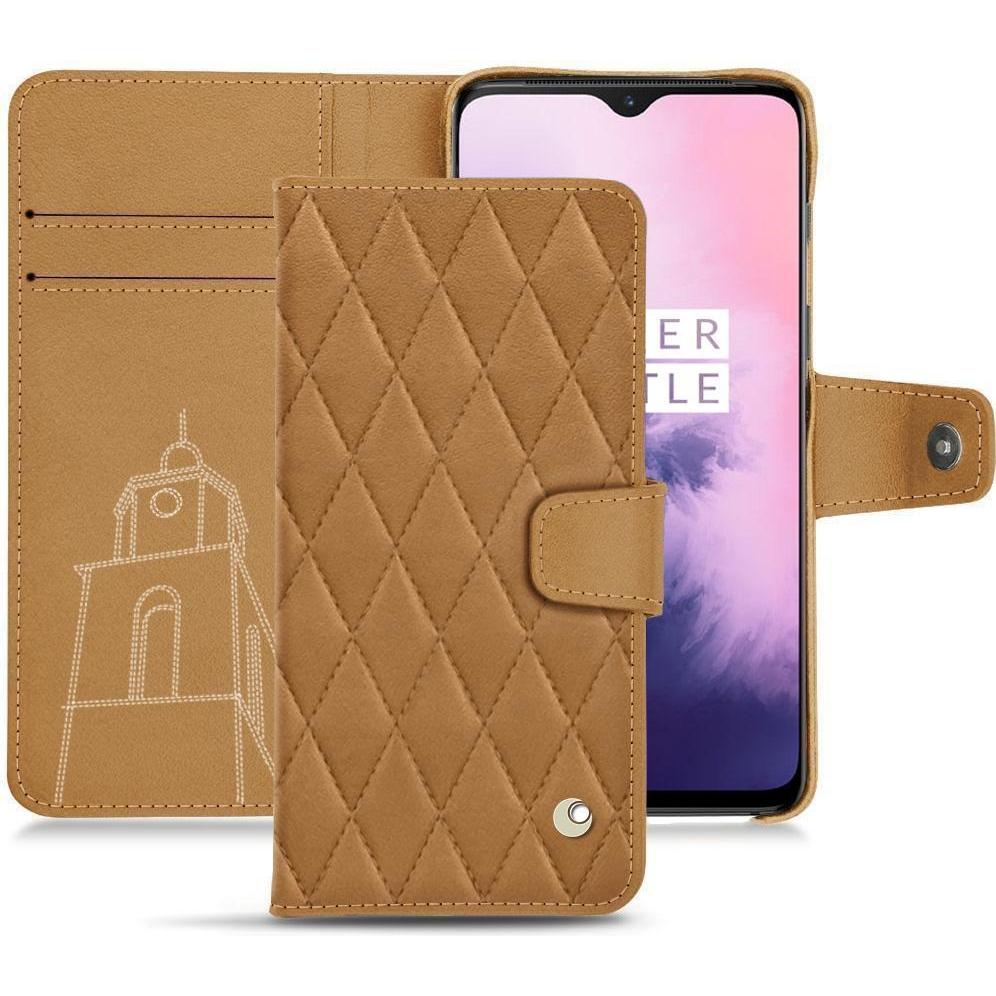 Noreve Lederschutzhülle Wallet (OnePlus 7), Smartphone Hülle, Braun