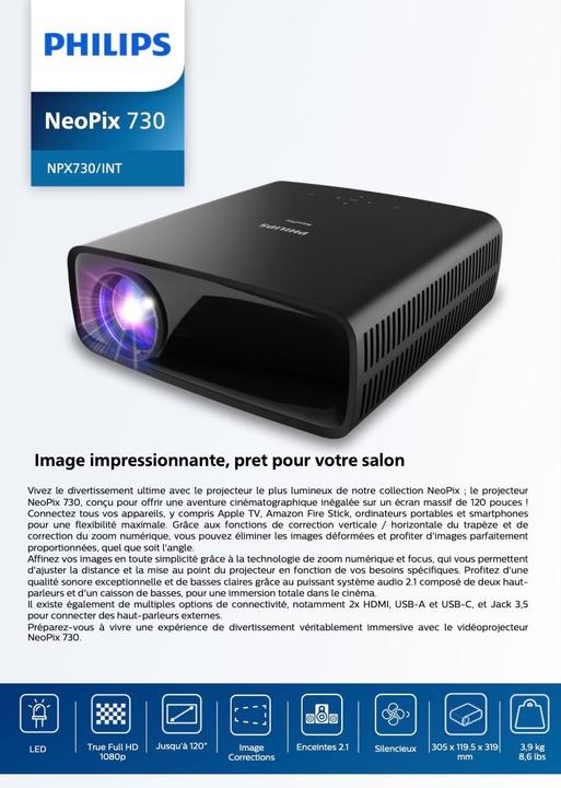 Productafbeelding Philips NeoPix 730 (Volledige HD, 700 lm, 1.65:1)