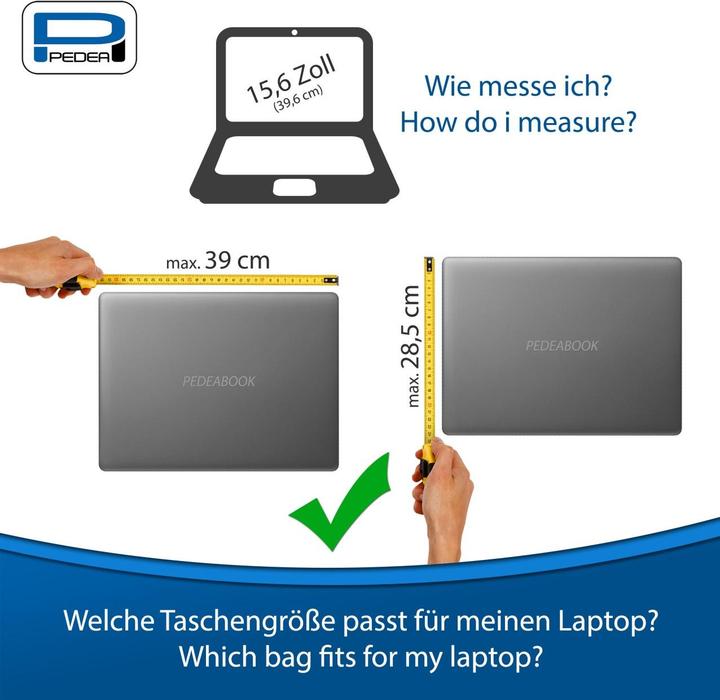 Produktbild Pedea Notebooktasche Elegance 15,6 Zoll 39,6cm grau Notebookfach: 39 x 28,5 x 5 cm Tabletfach: 27 x 20... (15.60", Universal)