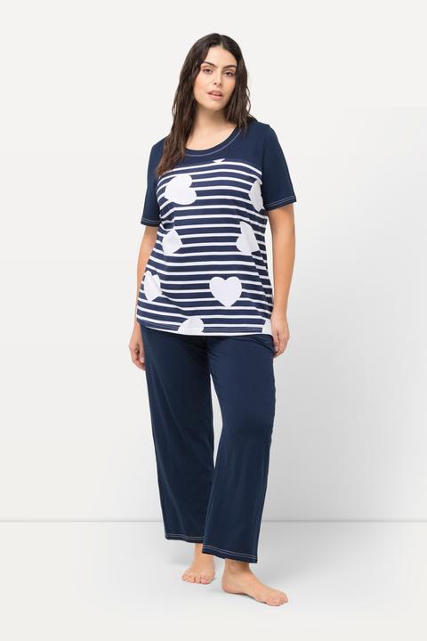 Produktbild Ulla Popken Pyjama, Herzen/Streifen, Rundhals, Halbarm (42, 44)
