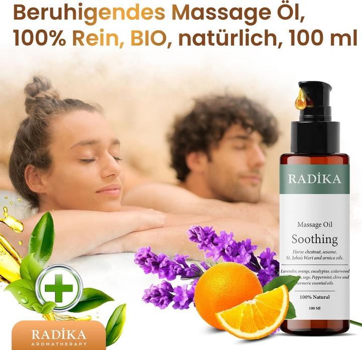 Productafbeelding Radika Massageöl, Beruhigendes Massage-Öl, 100% Rein, BIO, natürlich, 100 ml (100 ml)