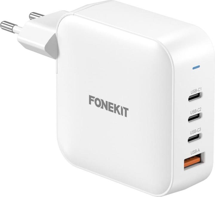 FoneKit GaN PD 165W Power Adapter, USB-A + 3 x USB-C, white (165 W, 4 ports)