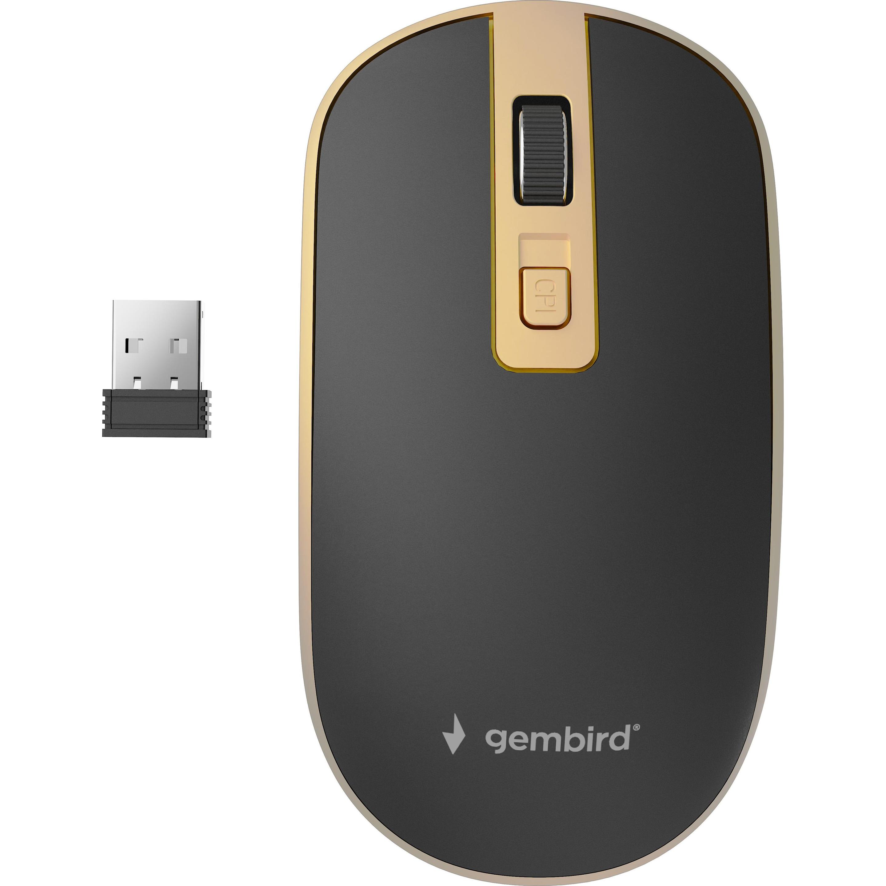 Thumbnail - Gembird MUSW-4B-06-BG Wireless mouse (Kabellos), Maus, Schwarz, Gold