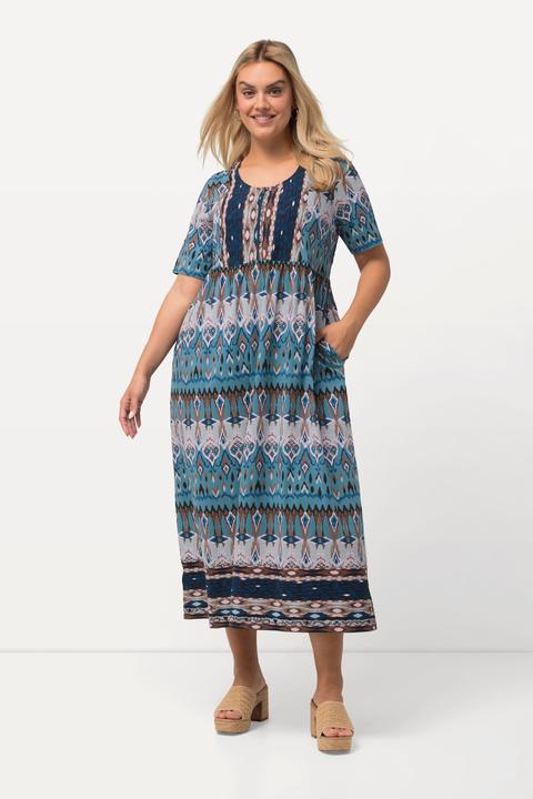 Actual product image Ulla Popken Ikat-Inspired Short Sleeve Dress (50, 52)
